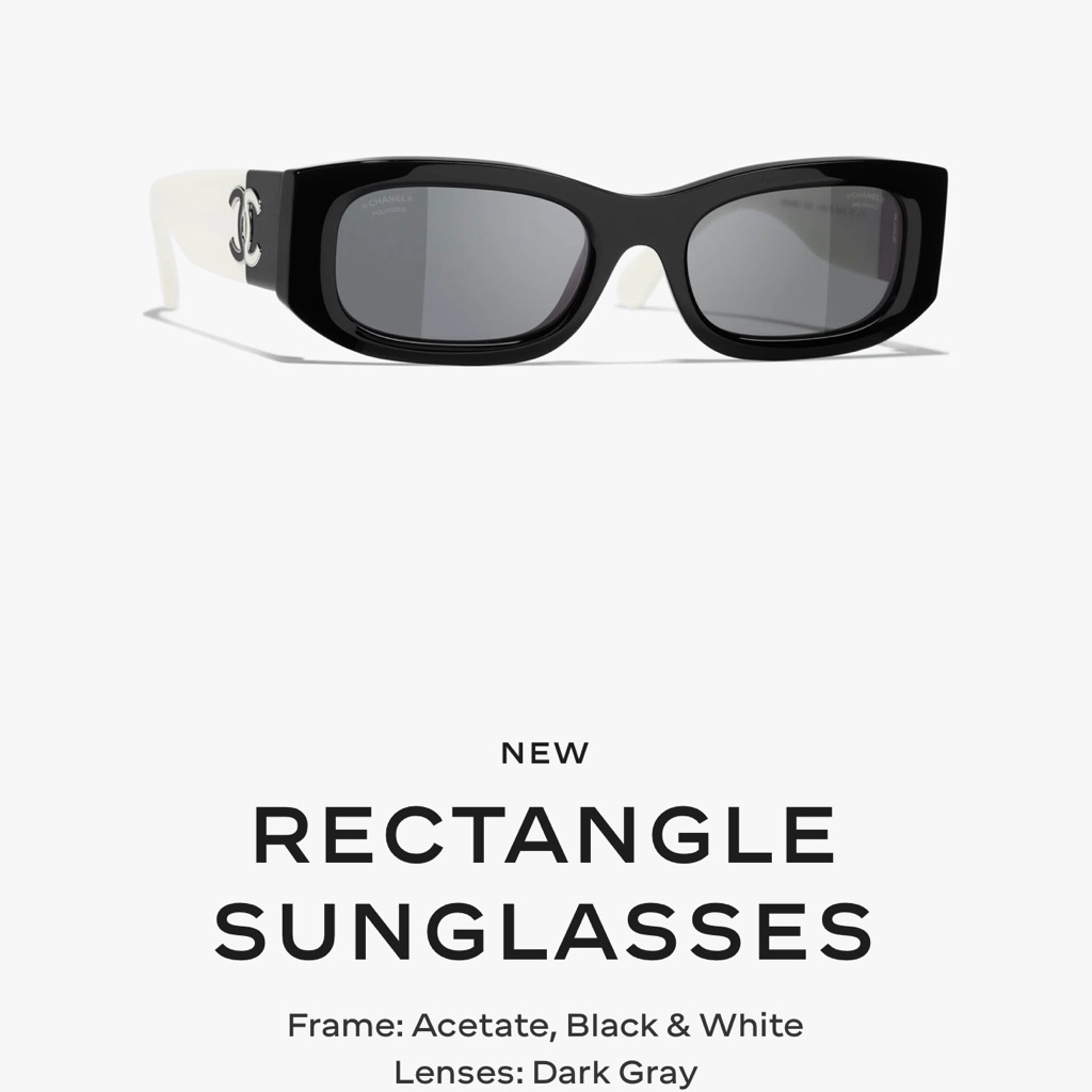 Chanel Monochrome Rectangle Sunglasses